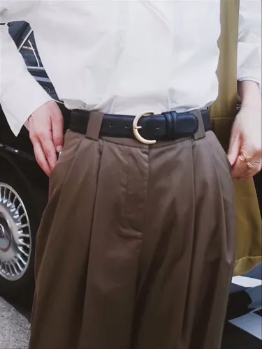 Vintage Brown Daily Casual French Style Bottom Pants