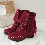 Women Vintage Booties Casual Plus Size Slip On Shoes