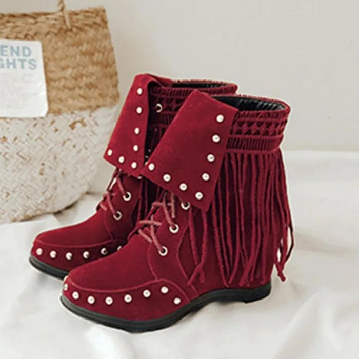 Women Vintage Booties Casual Plus Size Slip On Shoes