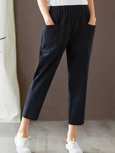 Plus Size Women Plain Casual Pants