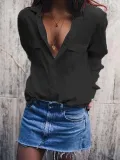 Shirt Collar Cotton Long Sleeve Casual Blouses&shirts