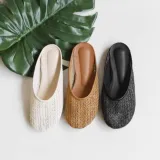 Women Beach Pu Flats Faux Straw Braided Slippers Shoes