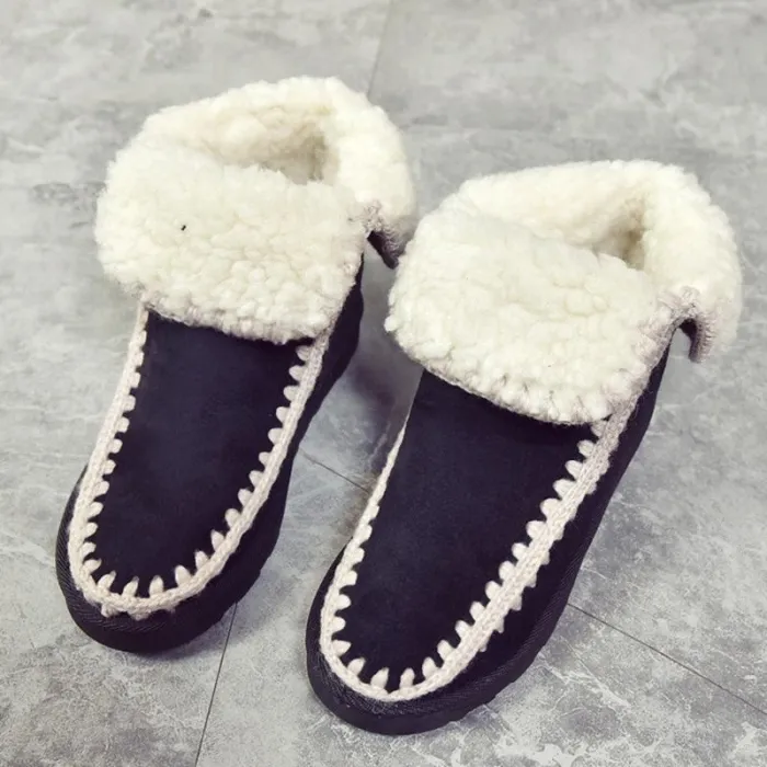 Women Snow Booties Casual Slip On Plus Size Warm Shoes