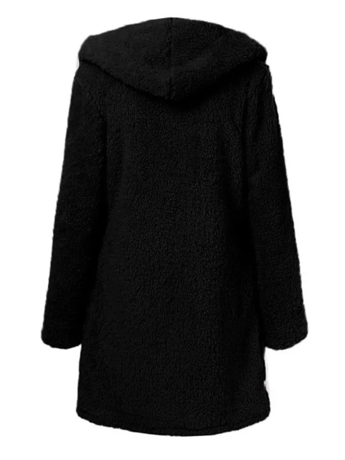 Women Cashmere Sherpa Coat Warm Teddy Bear Coats With Hoodie