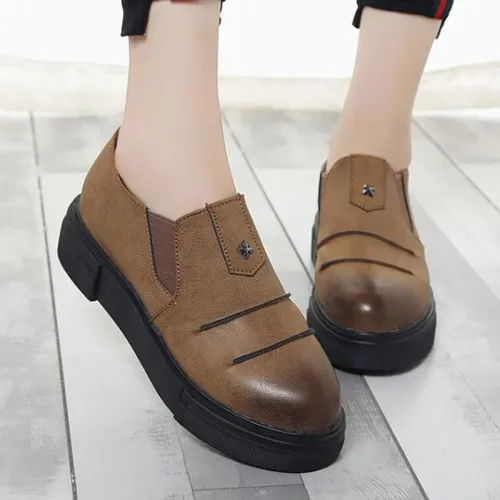 Women PU Loafers Casual Comfort Slip On Shoes