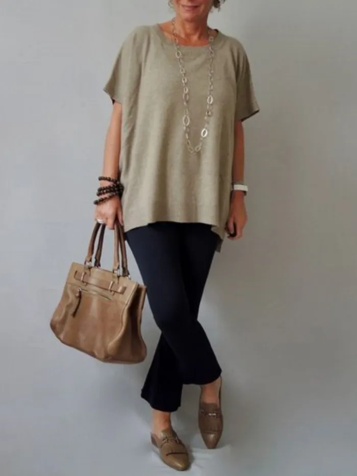 Short Sleeve Crew Neck Casual Shirts & Tops