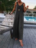 Casual Round Neck Sleeveless One-Pieces