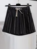 Plus Size Women Striped Casual Shorts