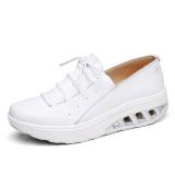 Large Size Rocker Sole Lace Up Cow Leather Shoes