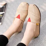 Deep Gray Daily Spring/Fall Flat Heel Braided Canvas Flats