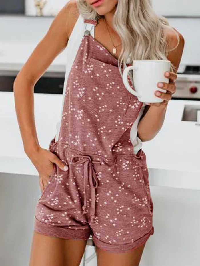 Light Gray Pockets Patchwork Sexy Cotton-Blend One-Pieces