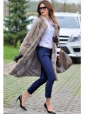 Plus Size Women Long Pattern Thick Faux Mink Fur Leather Parka Winter Coat