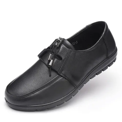 Women Lace-up Daily Spring/Fall Wedge Heel Genuine Leather Loafers