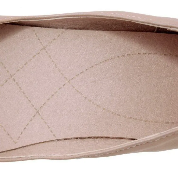 Yellow Flat Heel Imitation Pearl Casual All Season PU Flat