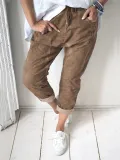 Casual Plus Size Solid Pants With Pockets
