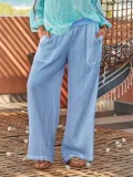 Cotton-Blend Plain Pants