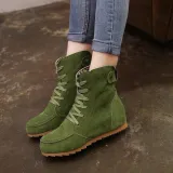 Round Toe Women Ankle Lace-Up Boots