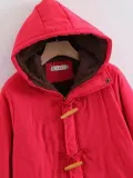 Horn Button Long Sleeve Cotton Quilted Coat