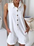 Plus Size Casual Solid Sleeveless Pockets Jumpsuits