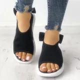Women Mesh Fabric Sandals Casual Breathable Bowknot Embellished Shoes