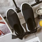 Women Mesh Fabric Sandals Casual Breathable Bowknot Embellished Shoes