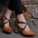 Women's high heels 8 cm with buckle strap