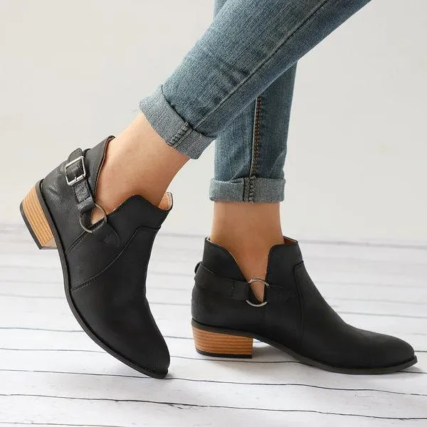 Women PU Booties Casual Comfort New Fashion Thick Shoes