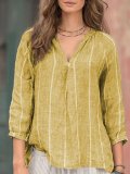 Light Gray Cotton-Blend Casual Shirts & Tops