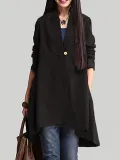 Buttoned Solid Cotton Ponchos & Cape