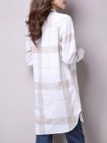 Long Sleeve Women Linen Cotton Plaid Casual Shirt