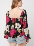 Floral Square Neck Casual Shirts & Tops