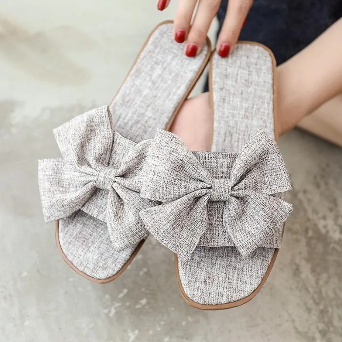 Women Canvas Slippers Casual Bowknot Espadrille Shoes