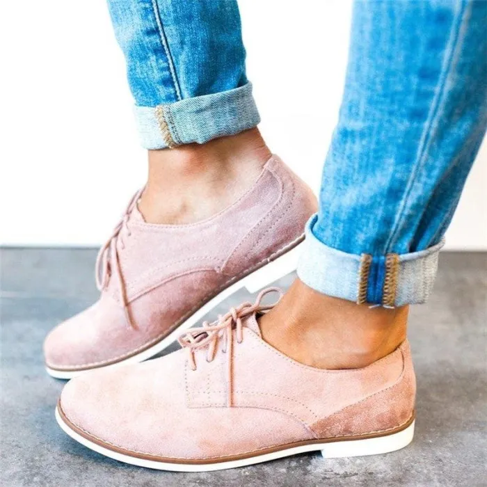 Womens Oxford Shoes Comfort Low Heel Lace-up Daily Loafers