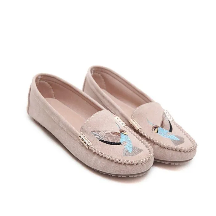 Women Artificial Suede Flats Casual Comfort Slip On Shoes