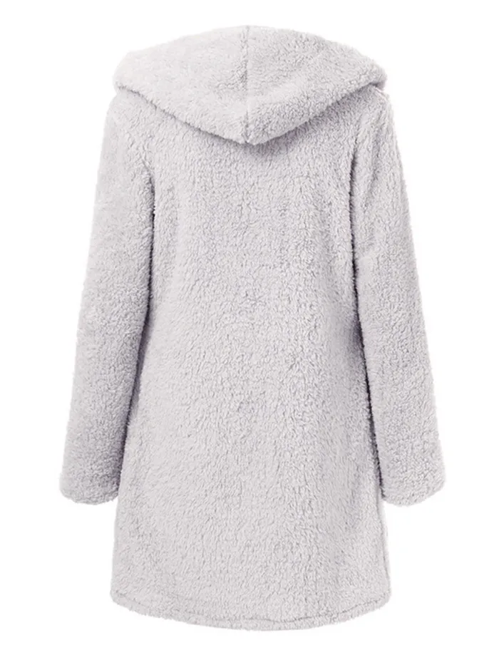 Women Cashmere Sherpa Coat Warm Teddy Bear Coats With Hoodie