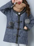 Warm Cotton Appliqued Hoodie Long Sleeve Outdoor Coat
