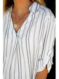 White V Neck Long Sleeve Shirts & Tops