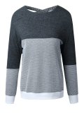 Crew Neck Casual Solid Paneled Sweater