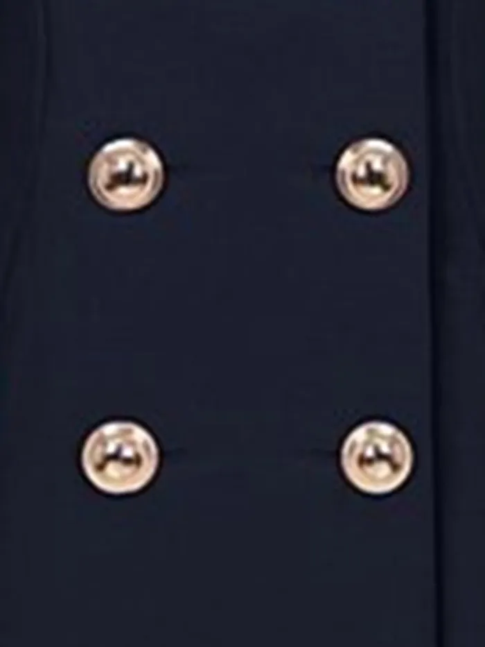 Women Peplum Coat Solid Color Double Breasted Pea Coat