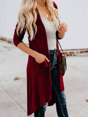 Round Neck Long Sleeve Buttoned Outerwear