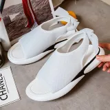 Women Mesh Fabric Sandals Casual Breathable Bowknot Embellished Shoes