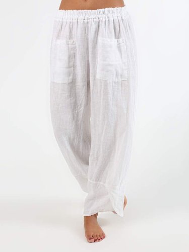 Plus Size Casual Solid Pockets Pants