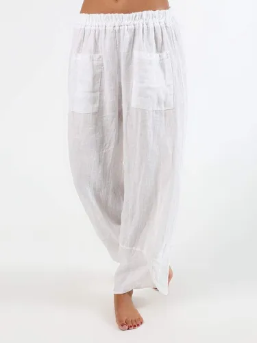 Plus Size Casual Solid Pockets Pants