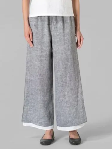 Solid Casual Loose Leg Pants