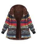 Multicolor Printed Long Sleeve Hoodie Coat