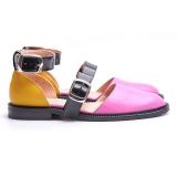 Buckle Color block Sandals Flats