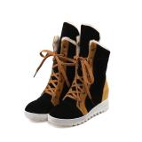 Warm Vintage Platform Daily Color Block Suede Boots