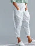 Plus Size Women Striped Loose Casual Pants
