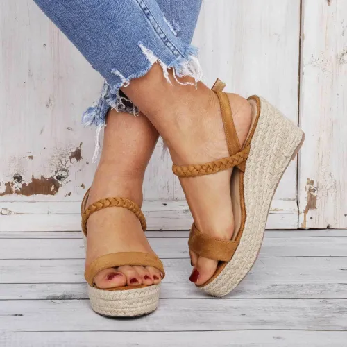 Comfy Summer Buckle Sandals Espadrilles Wedge Sandals