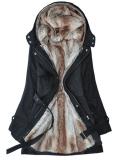 Hooded Rivet Detachable Lining Women's Overcoat
